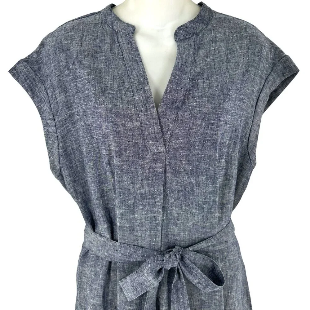 NEW/NWT Jones New York Navy Blue Linen Maxi Dress Pockets Size Large - Picture 3 of 7